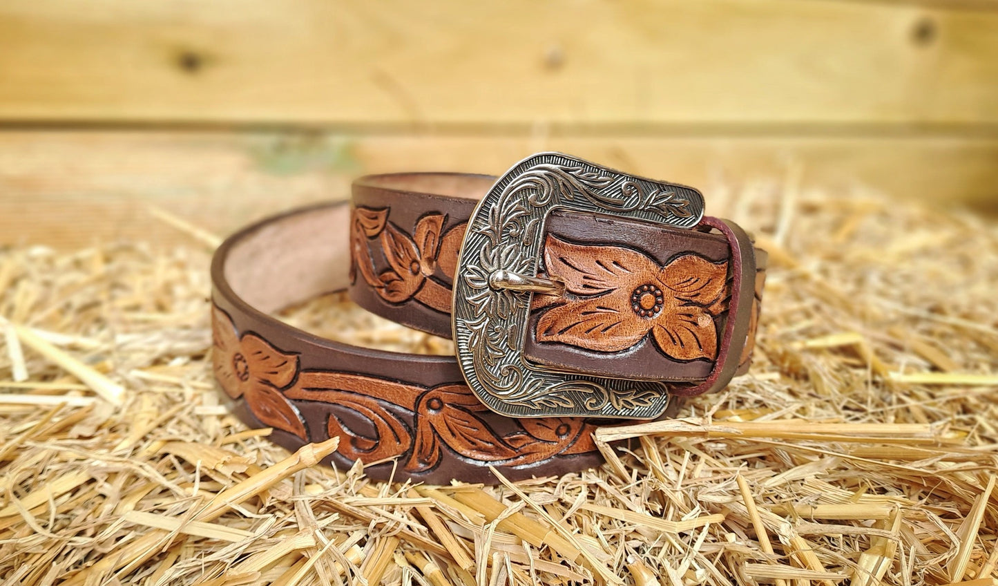 Ceinture Western cuir décoré 82" (T38)