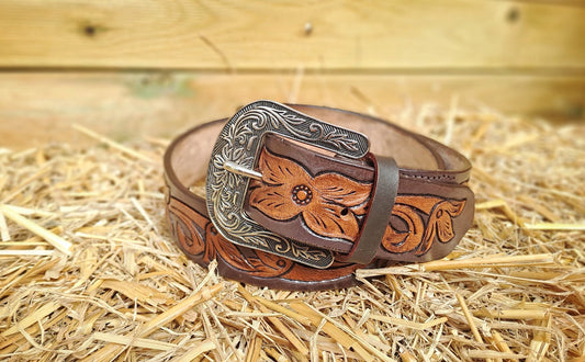 Ceinture Western cuir décoré 82" (T38)