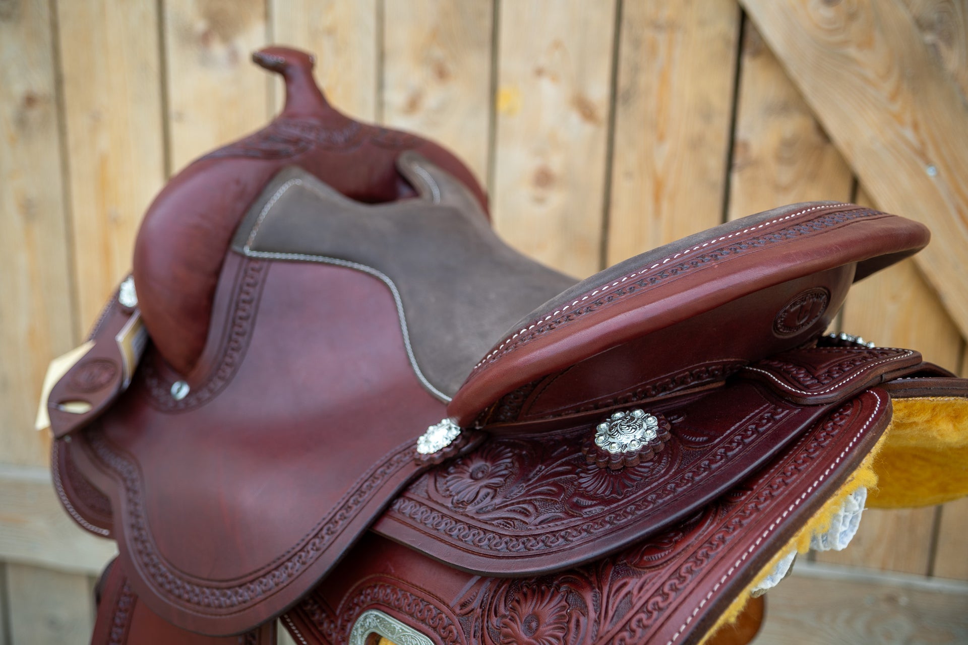 Western Selle Big Klaxon Style seat-16  Marron -couleur  Équitation