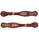 Lanières d'éperons motif plumes  