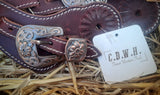 Lanières d'éperons cuir repoussé bouclerie design