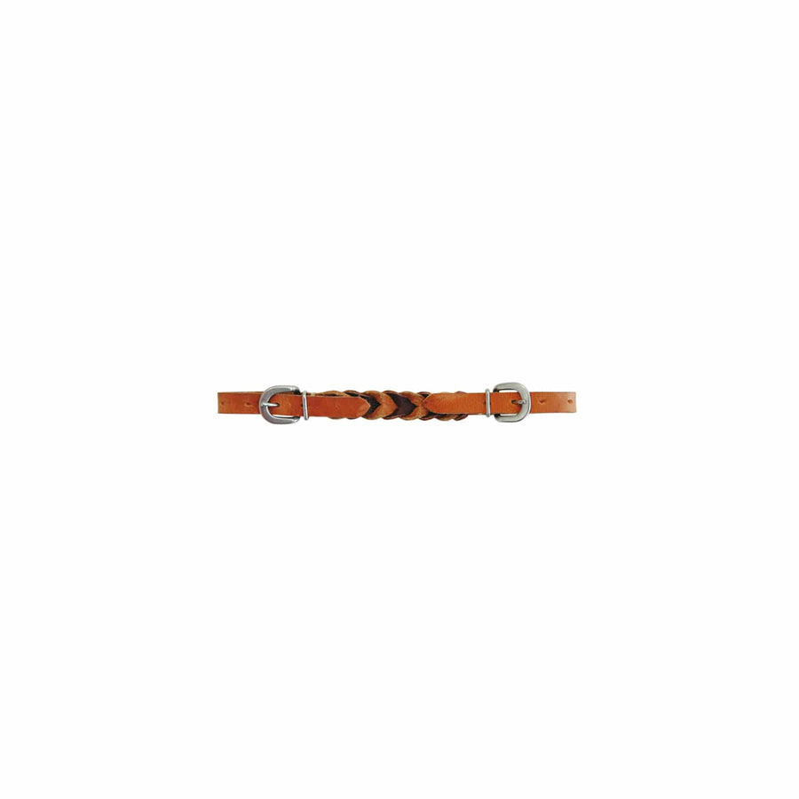 Gourmette de mors Lakota - cuir naturel tressé, double boucles BROWN